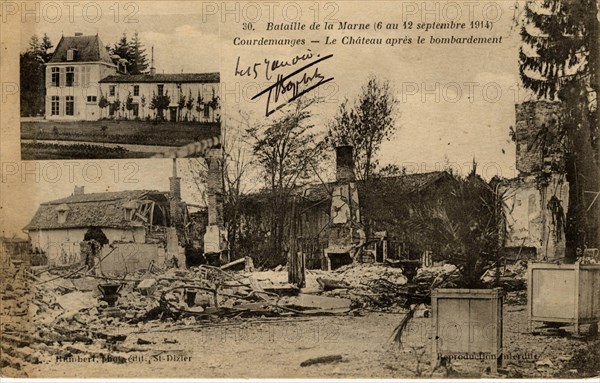 Les ruines de Courdemanges en 1914