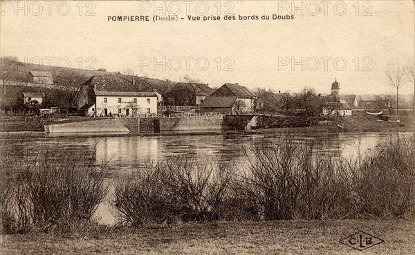 POMPIERRE-SUR-DOUBS. Département : Doubs (25). Région : Région : Bourgogne-Franche-Comté (anciennement Franche-Comté)