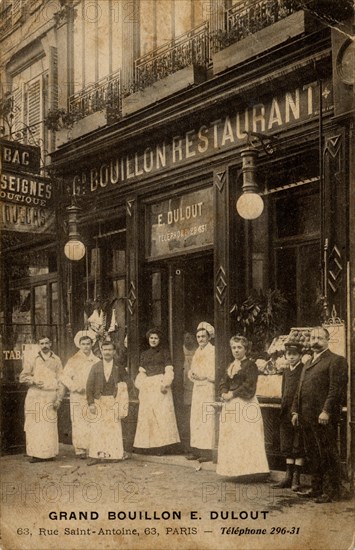 Grand bouillon E. Dulout, 63 rue Saint-Antoine à Paris