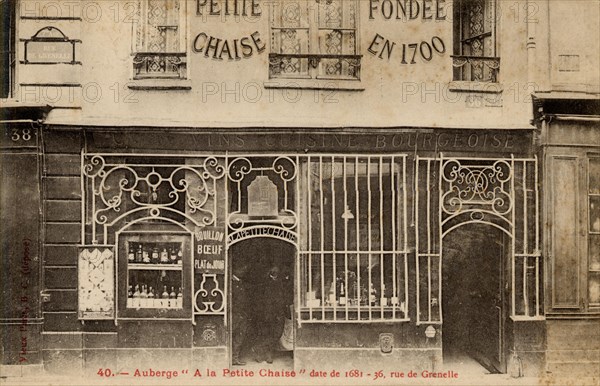 Paris, auberge "A la Petite Chaise", 36 rue de Grenelle