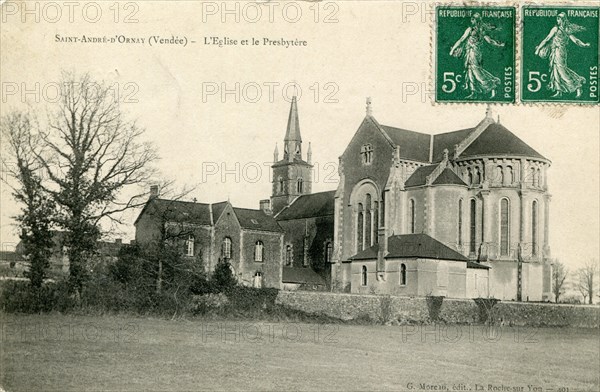 Saint-André d'Ornay, l'église et le presbytère