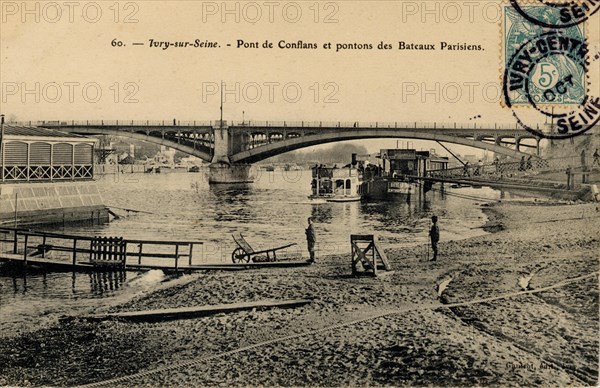 Ivry-sur-Seine, Pont de Conflans et pontons des Bateaux Parisiens