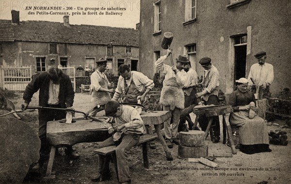 A group of clog makers from Petits Carreaux, Normandy