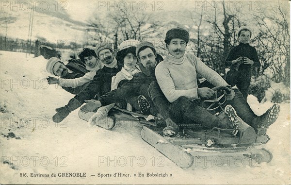 Sportsmen on a bobsleigh