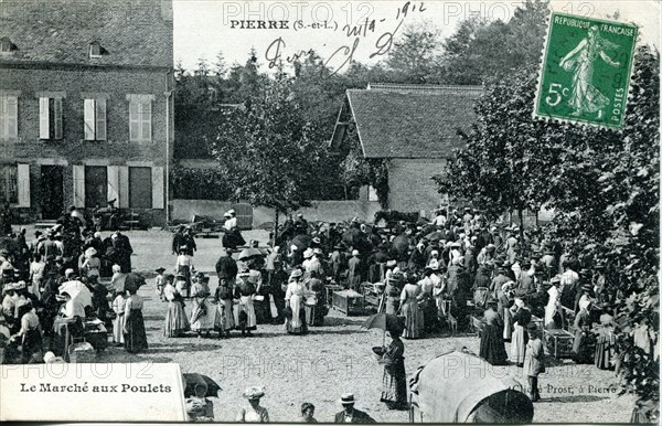 Pierre-De-Bresse, le marché aux poulets