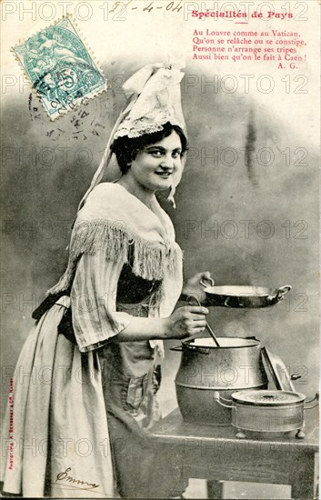 Woman serving tripe in the Caen style