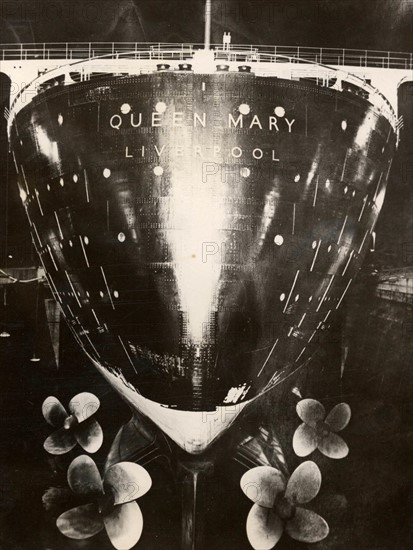 The "Queen Mary" in drydock