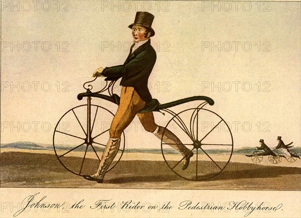 Johnson, the first cyclist on a pedestrian way in England in 1819