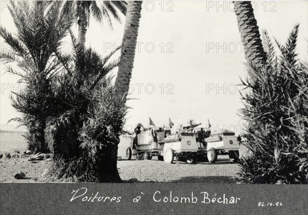 La Croisière Noire Citroën le 24 octobre 1924 : voitures à Colomb Béchar