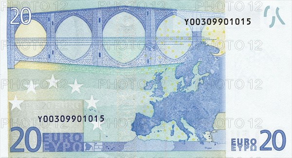 Note of 20 euros (reverse)