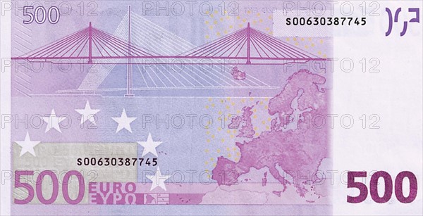 Note of 500 euros (reverse)