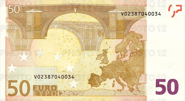 Note of 50 euros (reverse)