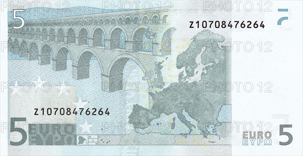 Note of 5 euros (reverse)