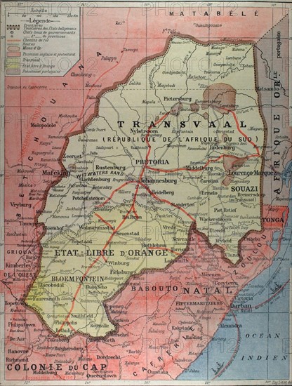 Carte du théâtre de la guerre au Transvaal du 26 novembre 1899