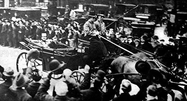 World War I. Prince Alexander of Serbia and Nicholas Pachitch visiting London (1916)