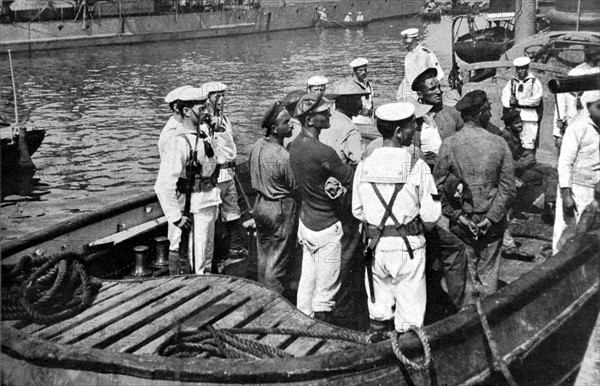 Première Guerre Mondiale. Retour à Brindisi du contre-torpilleur français "Bisson" (Italie, 1915)