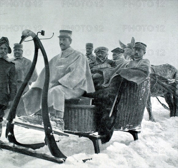 Première Guerre Mondiale. Dans les Vosges, voyage de M. Millerand, ministre de de la guerre