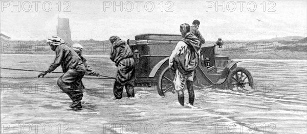 En Tunisie, automobile en panne dans un oued (1901)