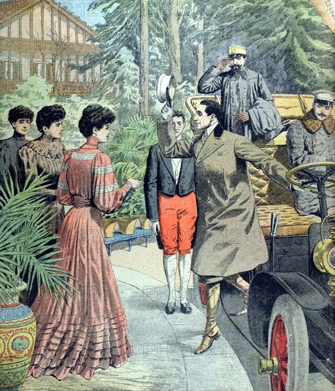 Entrevue du roi d'Espagne, Alphonse XIII, et de sa fiancée, la princesse Ena, à Biarritz du 11-2-1906