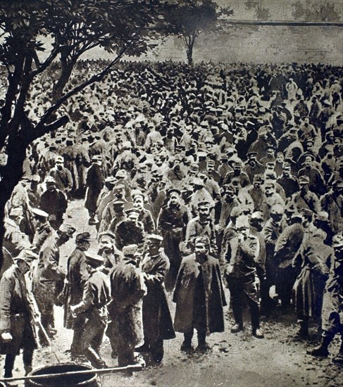 World War I. Austrian prisoners being sorted by the Russians, in Galicia
