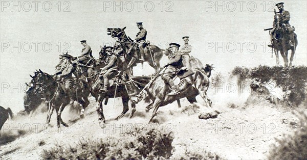 World War I. In Picardy, British cavalry training