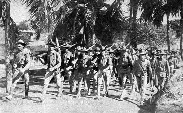 World War I. An American regiment training in Cuba