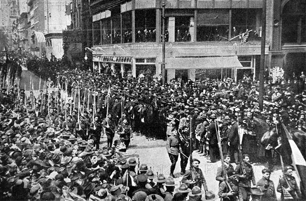 Première Guerre Mondiale. Réception de soldats français aux Etats-Unis (2 mai 1918)