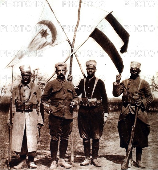 World War I. A group of soldiers from the colonial troops (1915)