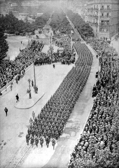 World War I. American Independence Day celebration in Paris (1918)