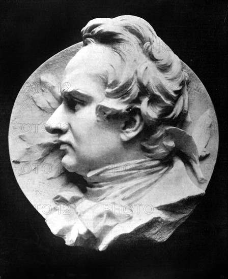 Victor Hugo, medallion of the poet by Denys Puech