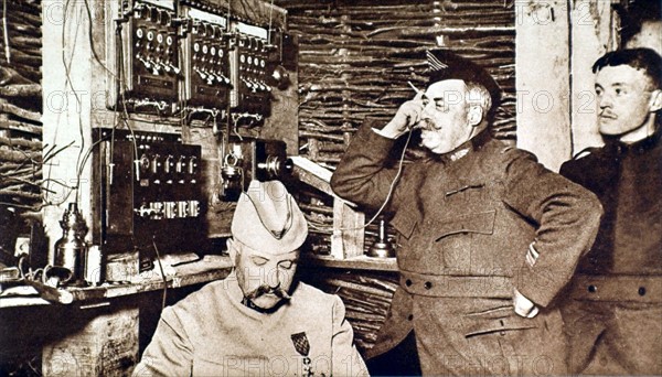 World War I. An army telephone exchange.