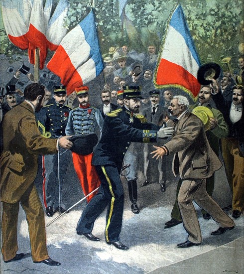 Après son expédition en Afrique, le commandant Marchand retrouve son père à Thoissey du 2-7-1899