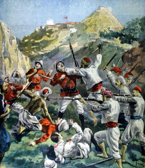 Révolte aux Indes. Les Anglais assiégés à Mala-Khan du 15-8-1897