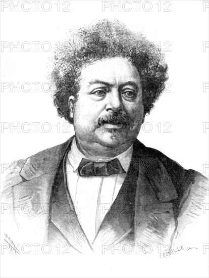 Portrait d'Alexandre Dumas (1802-1870) in "Le Journal illustré" (1883)