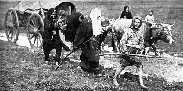 Exode des populations turques devant l'avance de l'armée bulgare (1912)