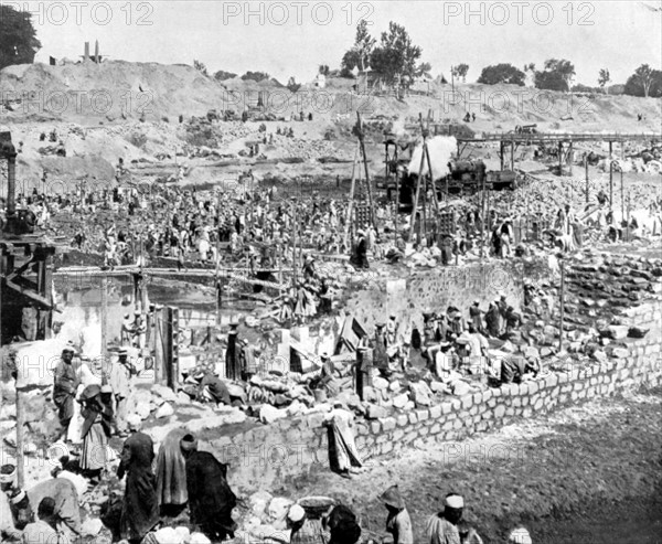 Construction du barrage du delta du Caire (28 mai 1910)