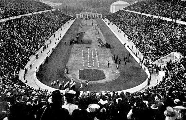 Overall view of the stadium at the Athens Olympic Games (April 22, 1906)