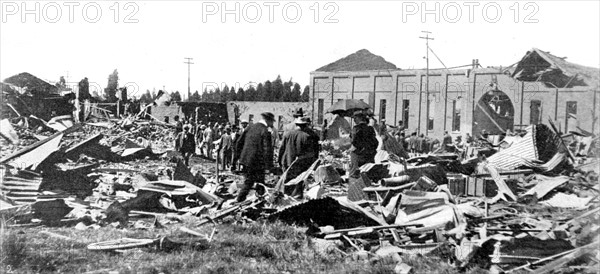 Guerre du Transvaal.
Explosion de l'arsenal de Johannesburg, le 24 avril 1900.