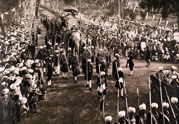 Le cortège nuptial du rajah de Mandi à Kapurthala, le 5 février 1923.