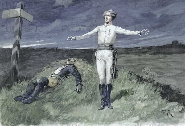 Sarah Bernhardt dans le rôle de l' "Aiglon", au  théâtre Sarah Bernhardt à Paris, en 1900.