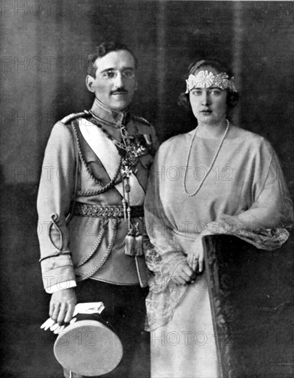 Portraits d'Alexandre 1er et de la princesse Marie de Roumanie, en 1922.