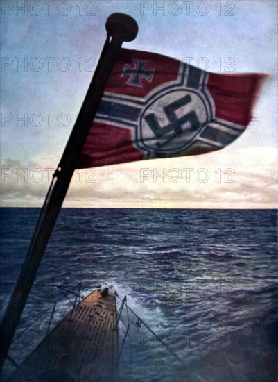 World War II. 
A German submarine in the Atlantic Ocean, in "Signal" Febrary 1941.