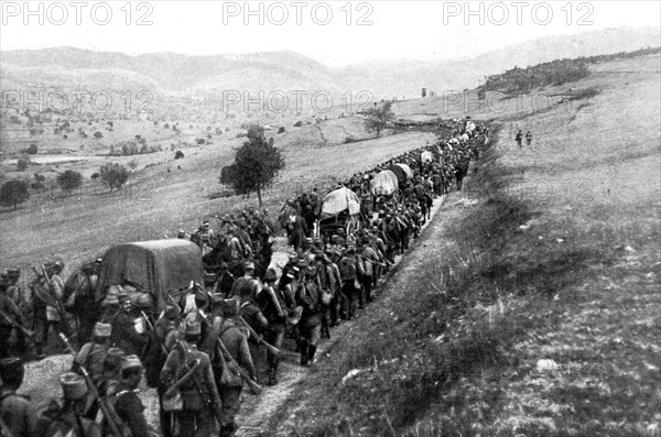 Première Guerre Mondiale. 
Mouvements de l'armée serbe en octobre 1916.