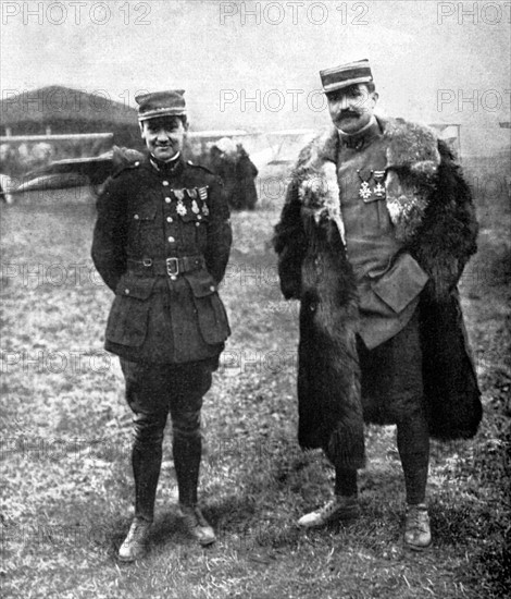 World War I.
Sergeant pilote Guynemer and Captain Brocard, 1916