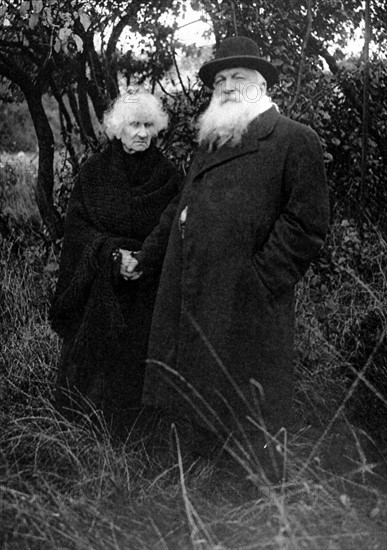 French sculptor Auguste Rodin photographed in the park of his villa at Meudon, 1916