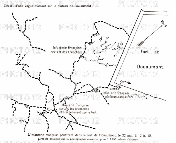 Position des forces françaises aux abords du fort de Douaumont