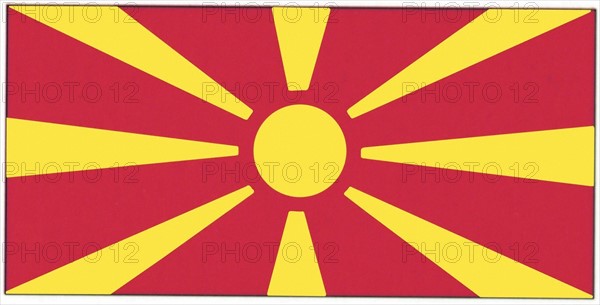 Macédoine, drapeau actuel de l'ancienne République de Yougoslavie.