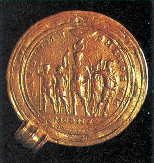 Médaillon d'or, scène avec l'empereur Constantin