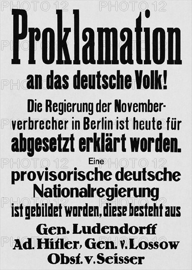 Allemagne / Munich /  Putsch des nationaux-socialistes