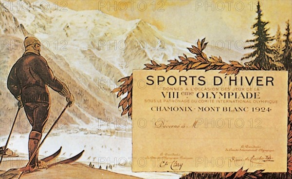 Affiche des premiers Jeux Olympiques d'hiver de Chamonix